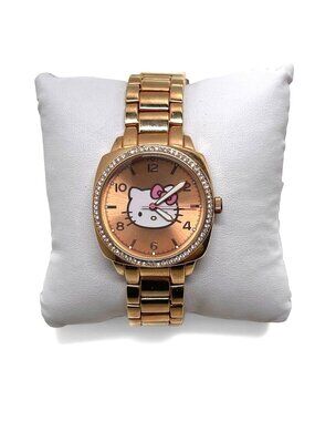 Hello Kitty Rose Gold-Tone Watch With Rhinestone Accents & Stainless Steel Back